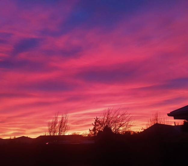 Sunrise from the Studio units | Schist Rock | Accommodation | Central Otago Rail Trail